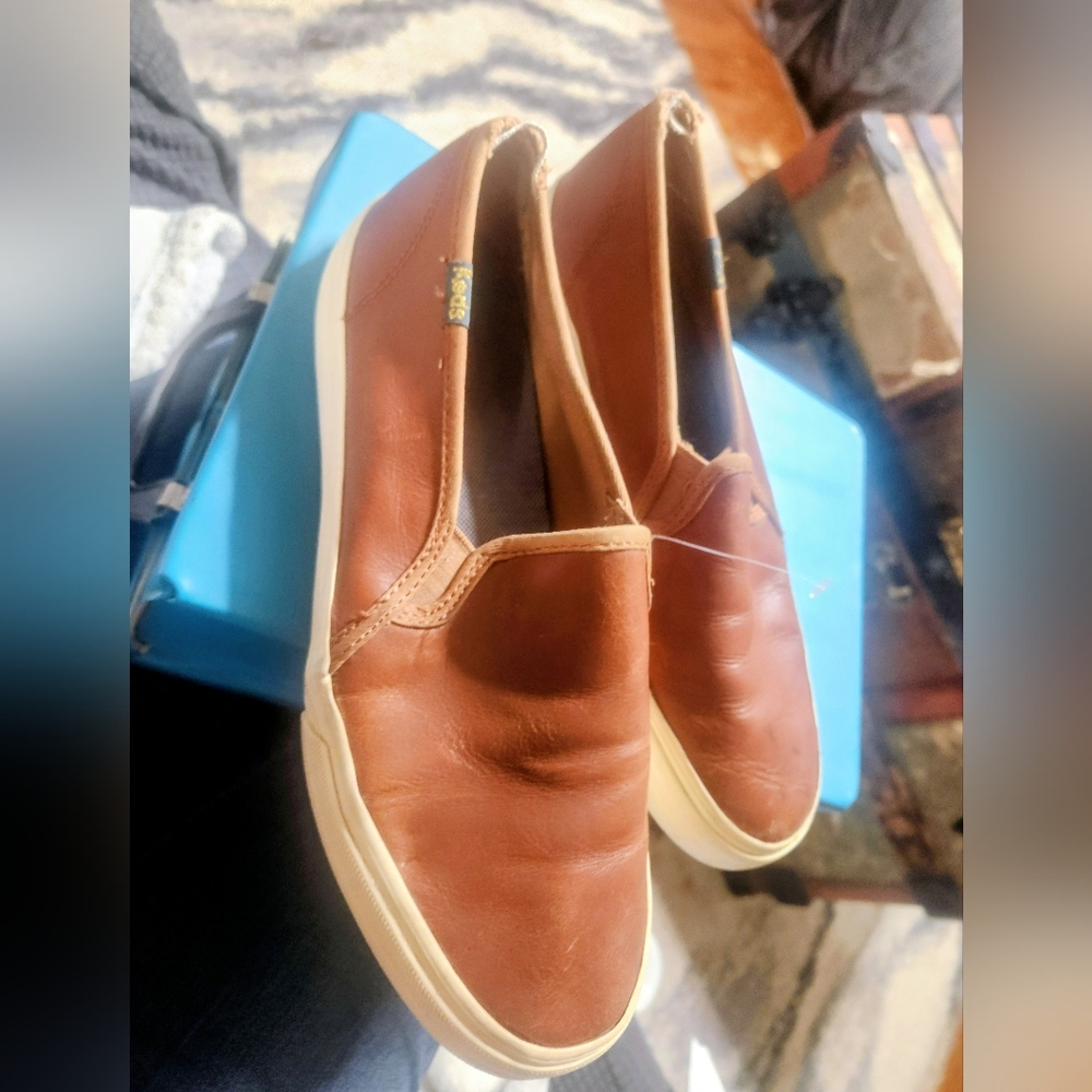 Brown Leather Slip-On Shoes